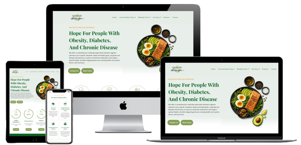 Living by design website displayed on multiple different sized screens